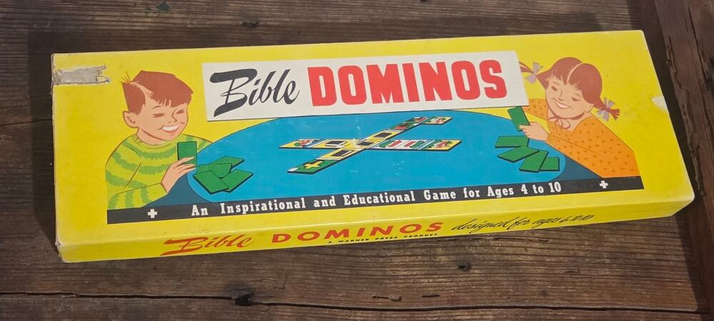 Vintage 1960s Bible Dominos Game Warner Press Educational Childrens Cardboard